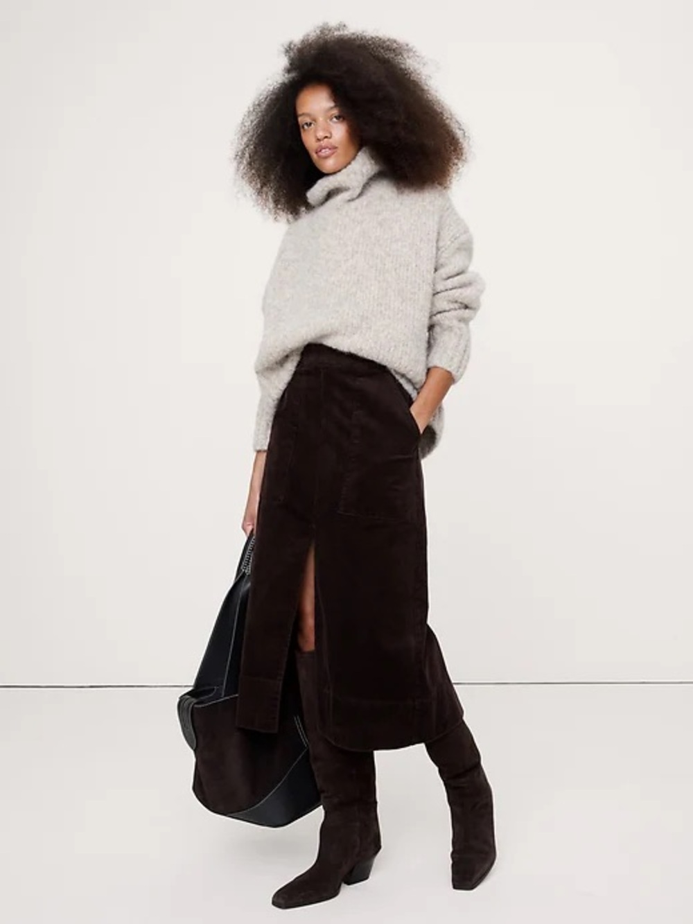 Banana Republic Brown Corduroy Column Midi Skirt Size 8